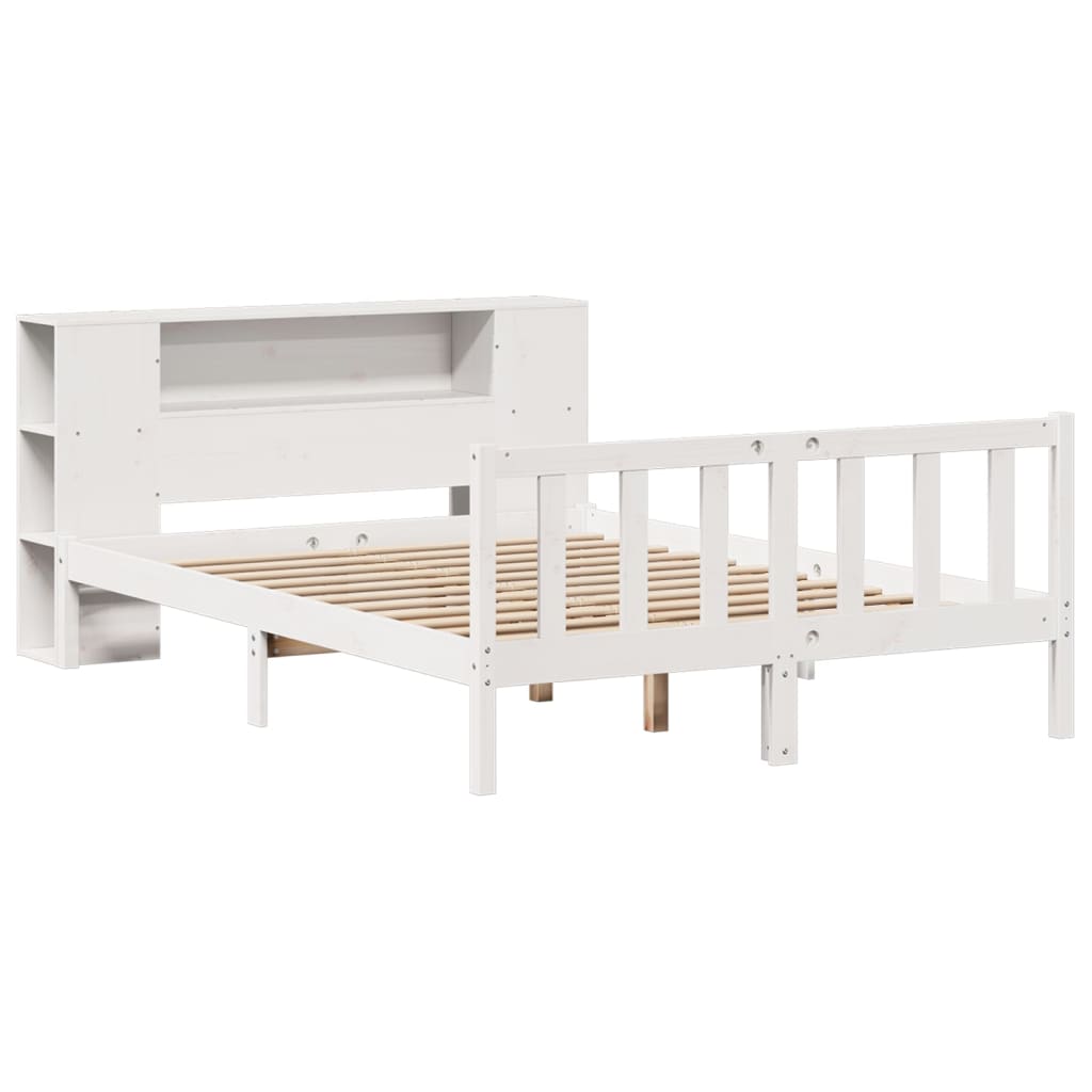 vidaXL Bookcase Bed without Mattress White 160x200 cm Solid Wood Pine 3
