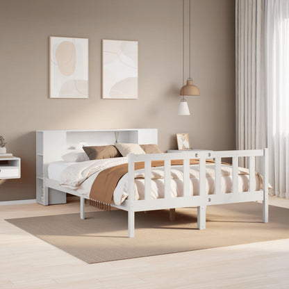 vidaXL Bookcase Bed without Mattress White 160x200 cm Solid Wood Pine 1