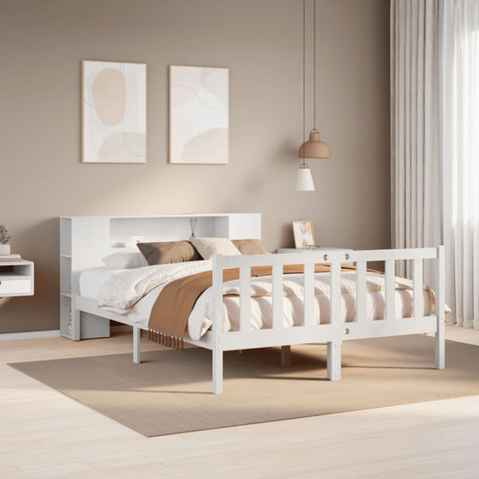 vidaXL Bookcase Bed without Mattress White 160x200 cm Solid Wood Pine 1