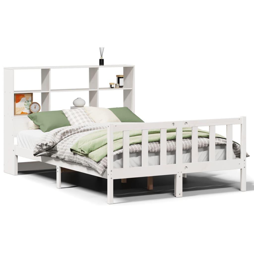vidaXL Bookcase Bed without Mattress White 160x200 cm Solid Wood Pine 2