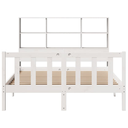 vidaXL Bookcase Bed without Mattress White 160x200 cm Solid Wood Pine 4