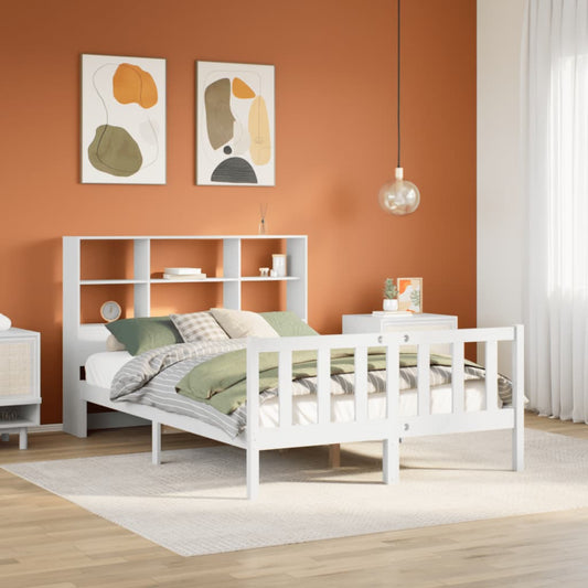 vidaXL Bookcase Bed without Mattress White 160x200 cm Solid Wood Pine 1