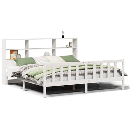 vidaXL Bookcase Bed without Mattress White 180x200 cm Super King Solid Wood Pine 2