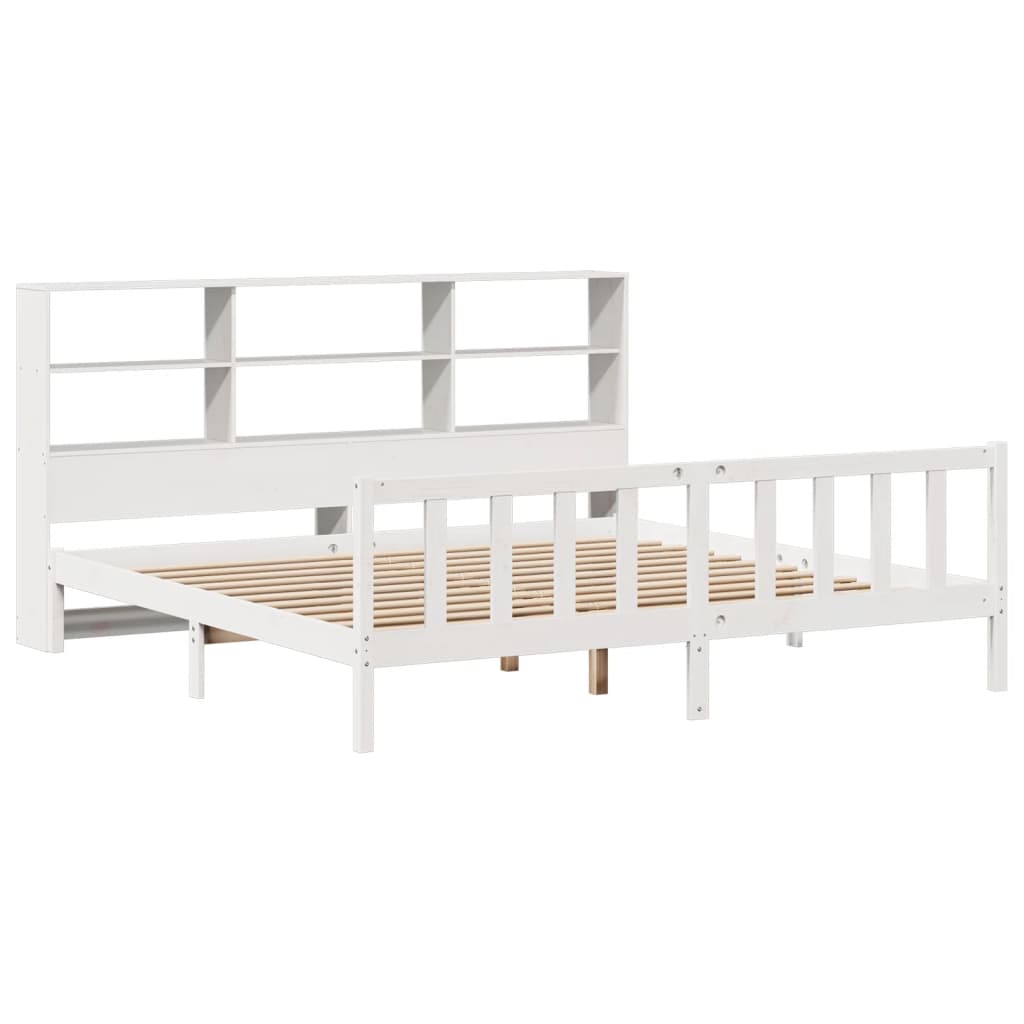 vidaXL Bookcase Bed without Mattress White 180x200 cm Super King Solid Wood Pine 3