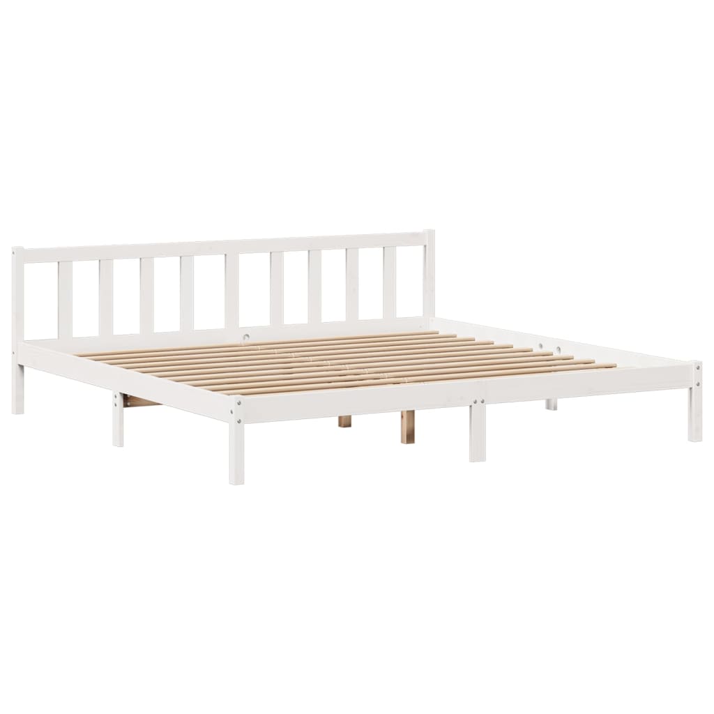 vidaXL Bookcase Bed without Mattress White 180x200 cm Super King Solid Wood Pine 5