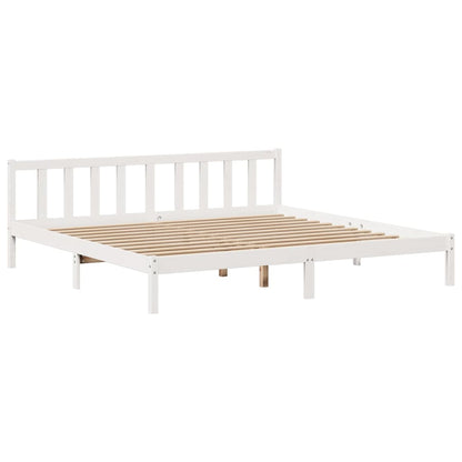vidaXL Bookcase Bed without Mattress White 180x200 cm Super King Solid Wood Pine 5