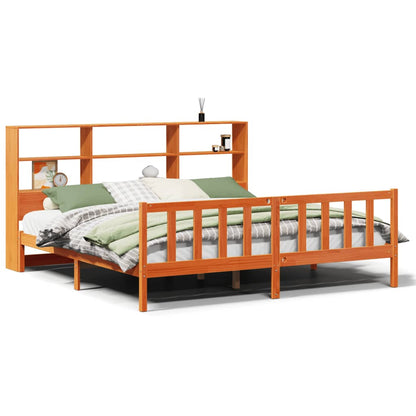 vidaXL Bookcase Bed without Mattress Wax Brown 200x200 cm Solid Wood Pine 2