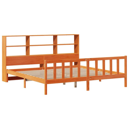 vidaXL Bookcase Bed without Mattress Wax Brown 200x200 cm Solid Wood Pine 3