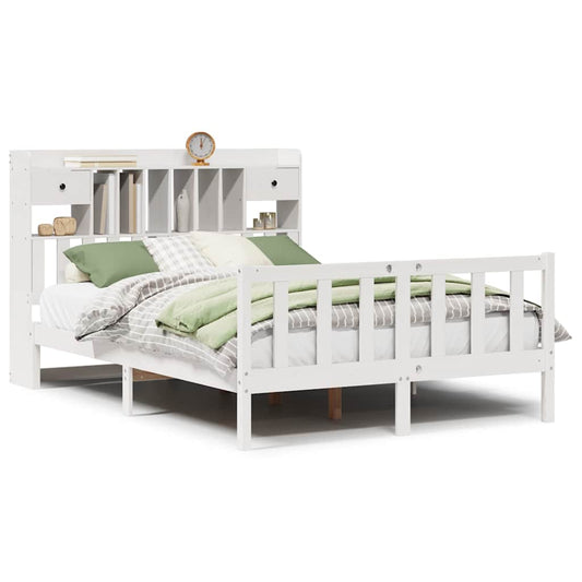 vidaXL Bookcase Bed without Mattress White 160x200 cm Solid Wood Pine 2