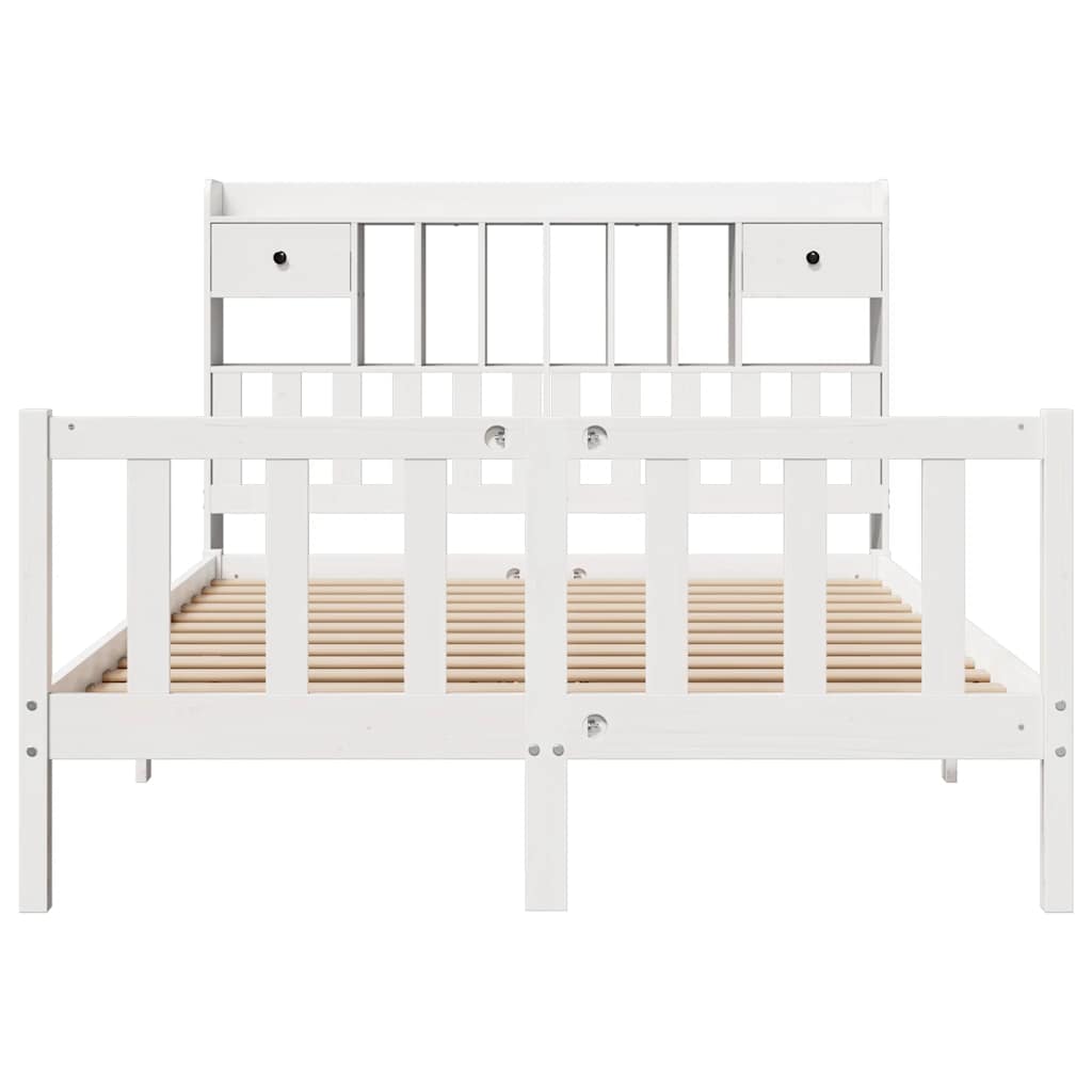 vidaXL Bookcase Bed without Mattress White 160x200 cm Solid Wood Pine 4