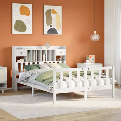 vidaXL Bookcase Bed without Mattress White 160x200 cm Solid Wood Pine 1