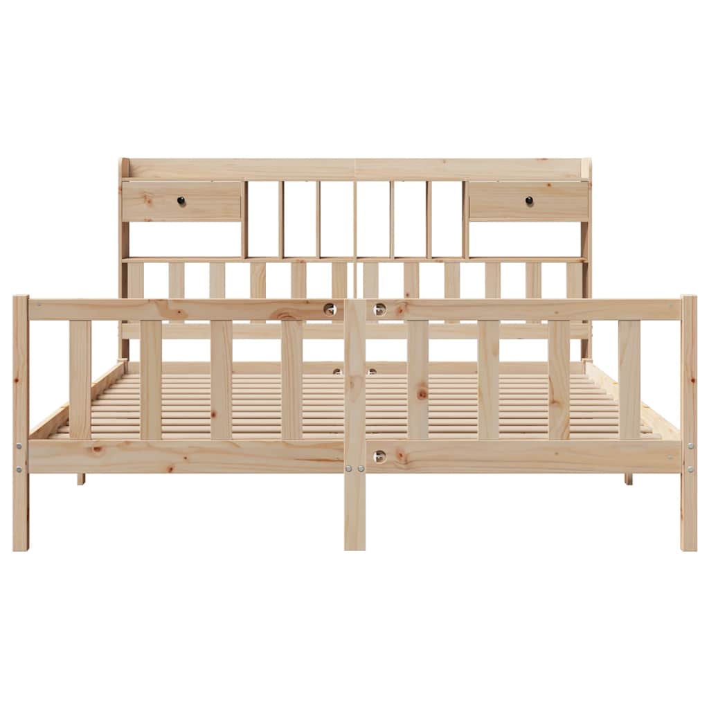 vidaXL Bookcase Bed without Mattress 180x200 cm Super King Solid Wood Pine 4