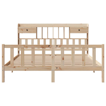 vidaXL Bookcase Bed without Mattress 180x200 cm Super King Solid Wood Pine 4