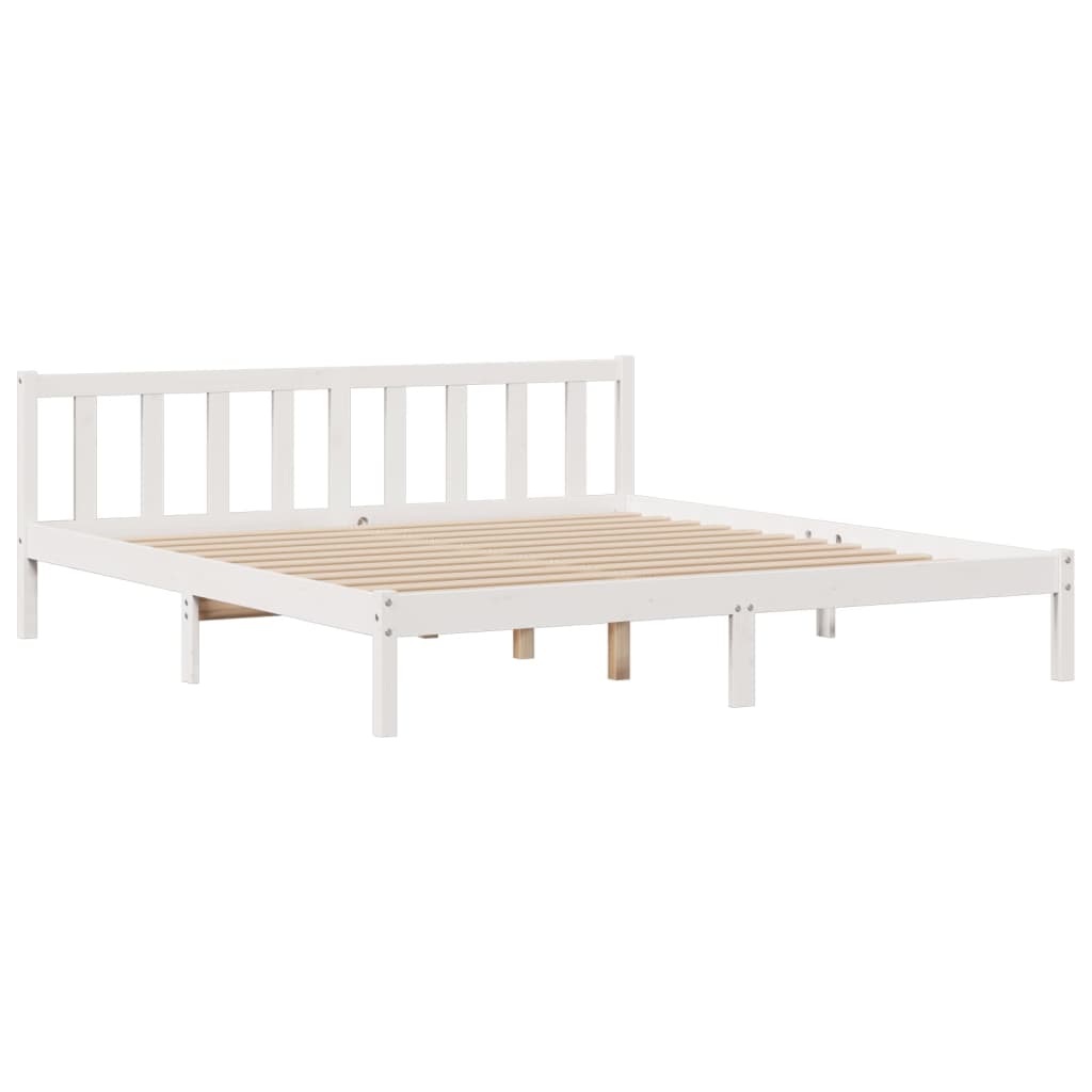 vidaXL Bookcase Bed without Mattress White 180x200 cm Super King Solid Wood Pine 5