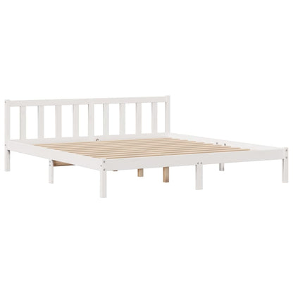 vidaXL Bookcase Bed without Mattress White 180x200 cm Super King Solid Wood Pine 5