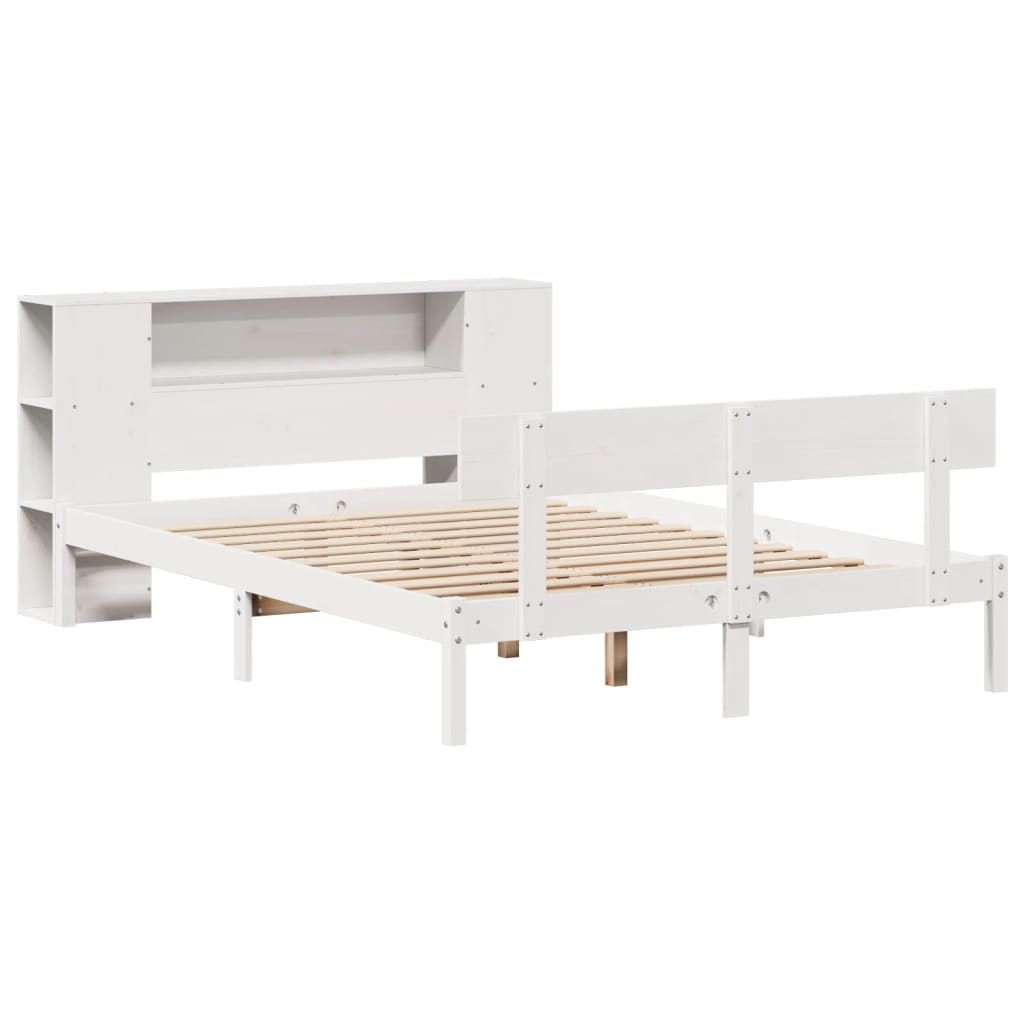 vidaXL Bookcase Bed without Mattress White 135x190 cm Solid Wood Pine 3