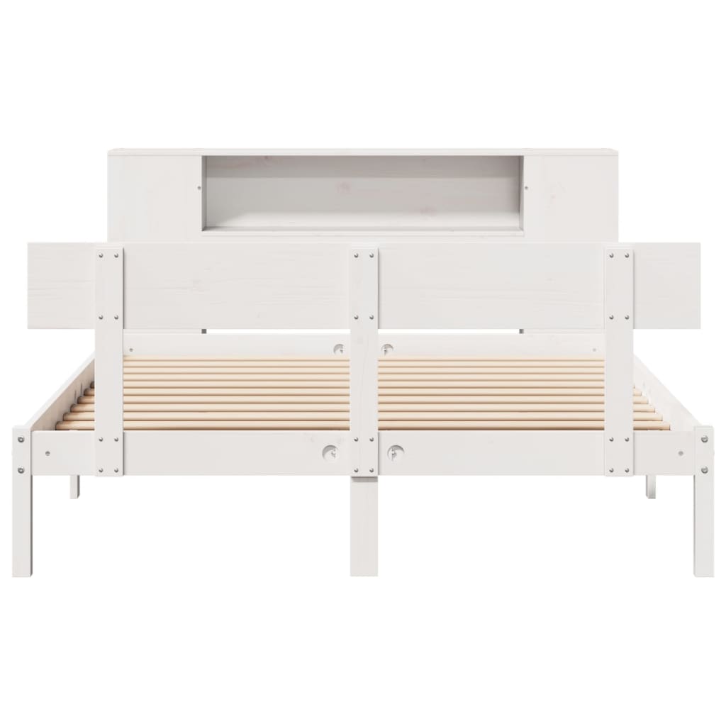 vidaXL Bookcase Bed without Mattress White 135x190 cm Solid Wood Pine 4