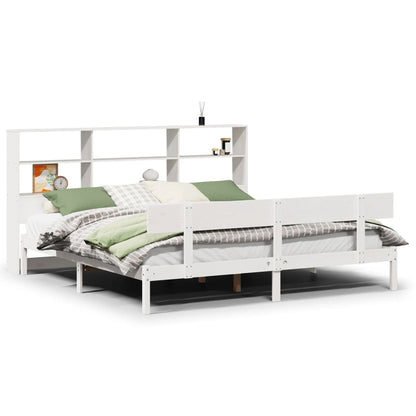 vidaXL Bookcase Bed without Mattress White 180x200 cm Super King Solid Wood Pine 2