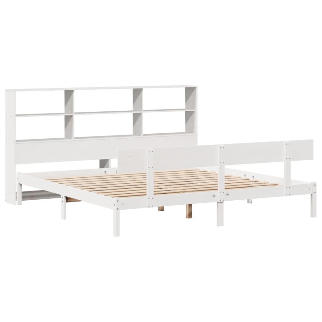vidaXL Bookcase Bed without Mattress White 180x200 cm Super King Solid Wood Pine 3