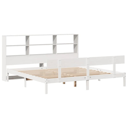 vidaXL Bookcase Bed without Mattress White 180x200 cm Super King Solid Wood Pine 3