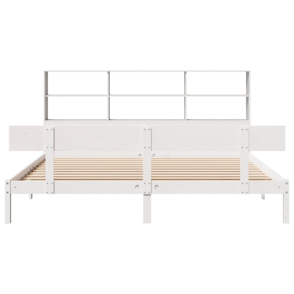vidaXL Bookcase Bed without Mattress White 180x200 cm Super King Solid Wood Pine 4