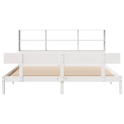 vidaXL Bookcase Bed without Mattress White 180x200 cm Super King Solid Wood Pine 4