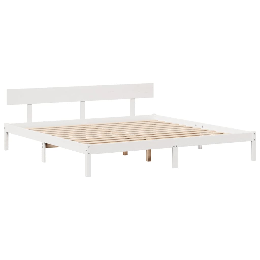 vidaXL Bookcase Bed without Mattress White 180x200 cm Super King Solid Wood Pine 5