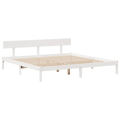 vidaXL Bookcase Bed without Mattress White 180x200 cm Super King Solid Wood Pine 5