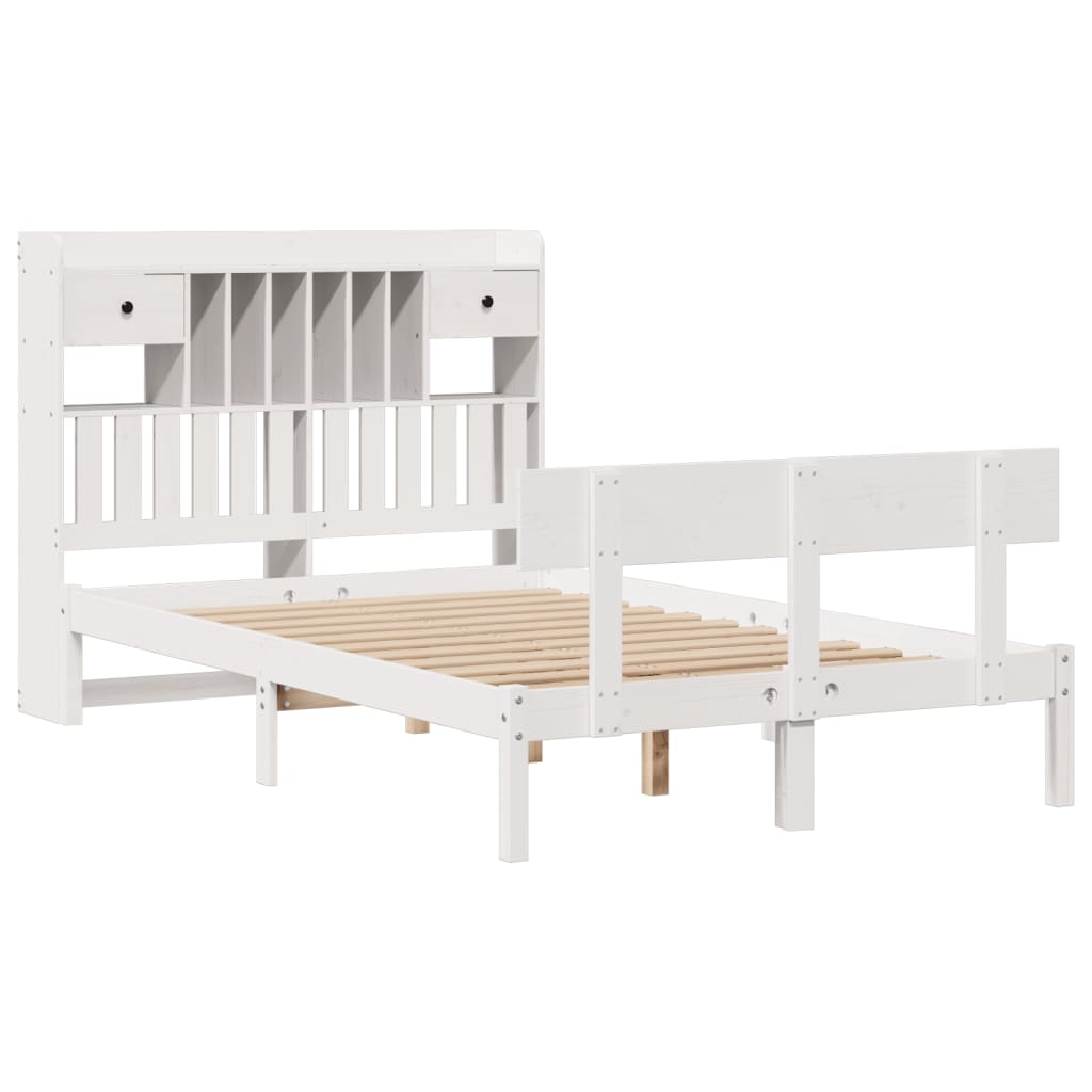 vidaXL Bookcase Bed without Mattress White 135x190 cm Double Solid Wood Pine 3