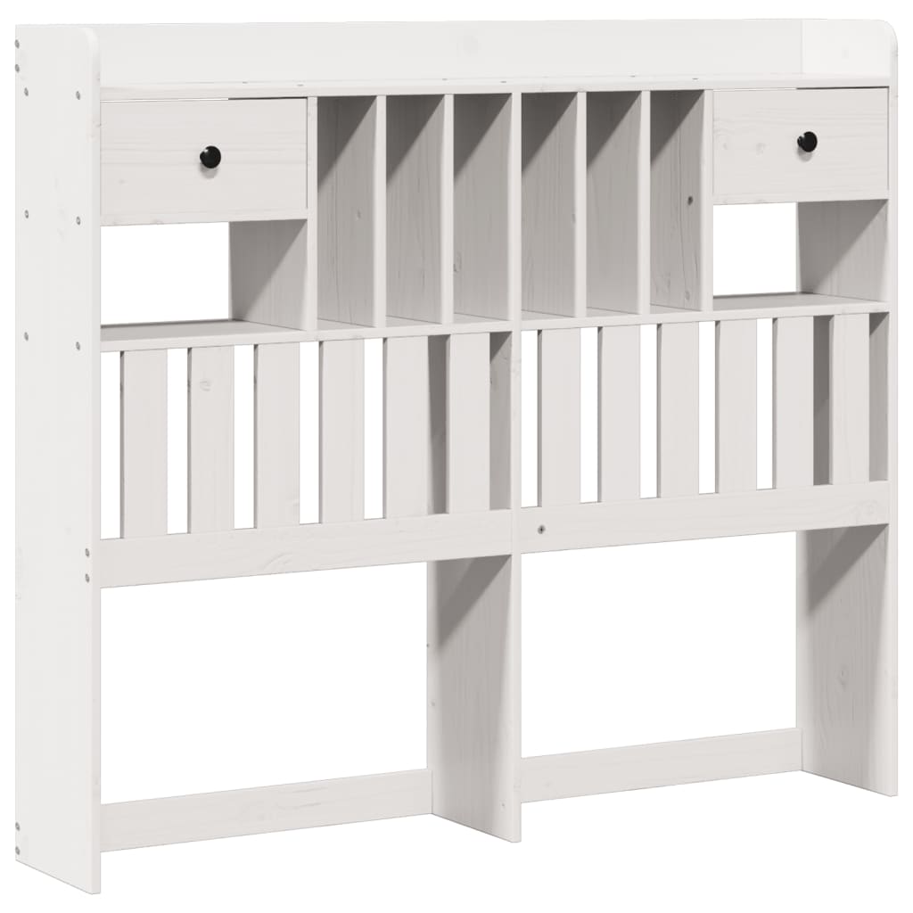 vidaXL Bookcase Bed without Mattress White 135x190 cm Double Solid Wood Pine 6