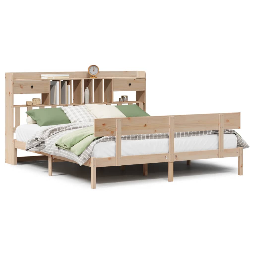 vidaXL Bookcase Bed without Mattress 180x200 cm Super King Solid Wood Pine 2