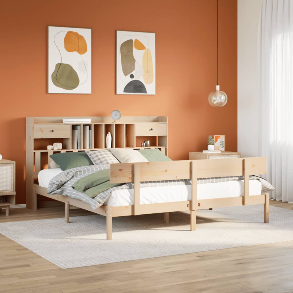 vidaXL Bookcase Bed without Mattress 180x200 cm Super King Solid Wood Pine 1