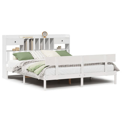 vidaXL Bookcase Bed without Mattress White 180x200 cm Super King Solid Wood Pine 2