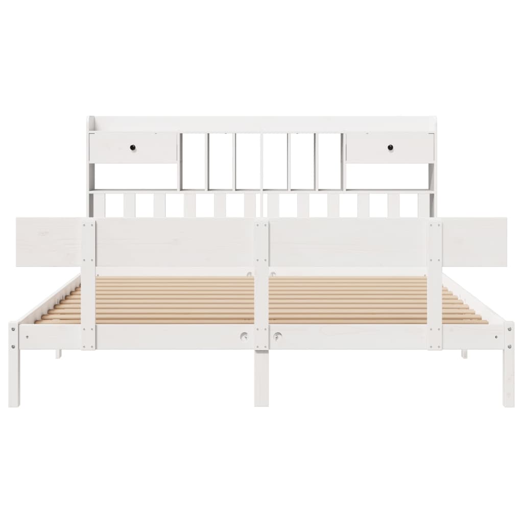 vidaXL Bookcase Bed without Mattress White 180x200 cm Super King Solid Wood Pine 4