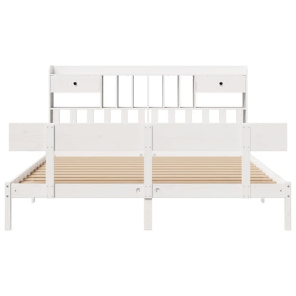 vidaXL Bookcase Bed without Mattress White 180x200 cm Super King Solid Wood Pine 4