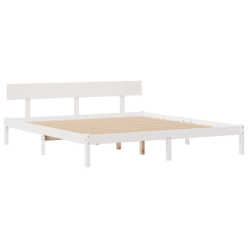vidaXL Bookcase Bed without Mattress White 180x200 cm Super King Solid Wood Pine 5