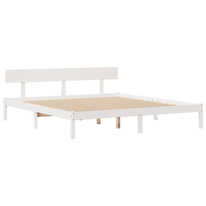vidaXL Bookcase Bed without Mattress White 180x200 cm Super King Solid Wood Pine 5