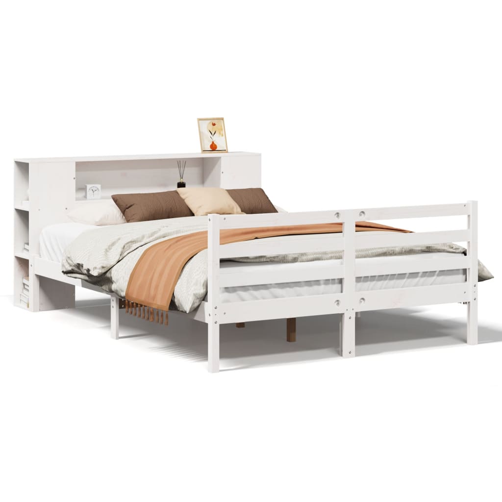vidaXL Bookcase Bed without Mattress White 160x200 cm Solid Wood Pine 2