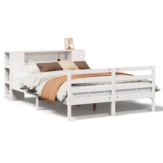 vidaXL Bookcase Bed without Mattress White 160x200 cm Solid Wood Pine 2