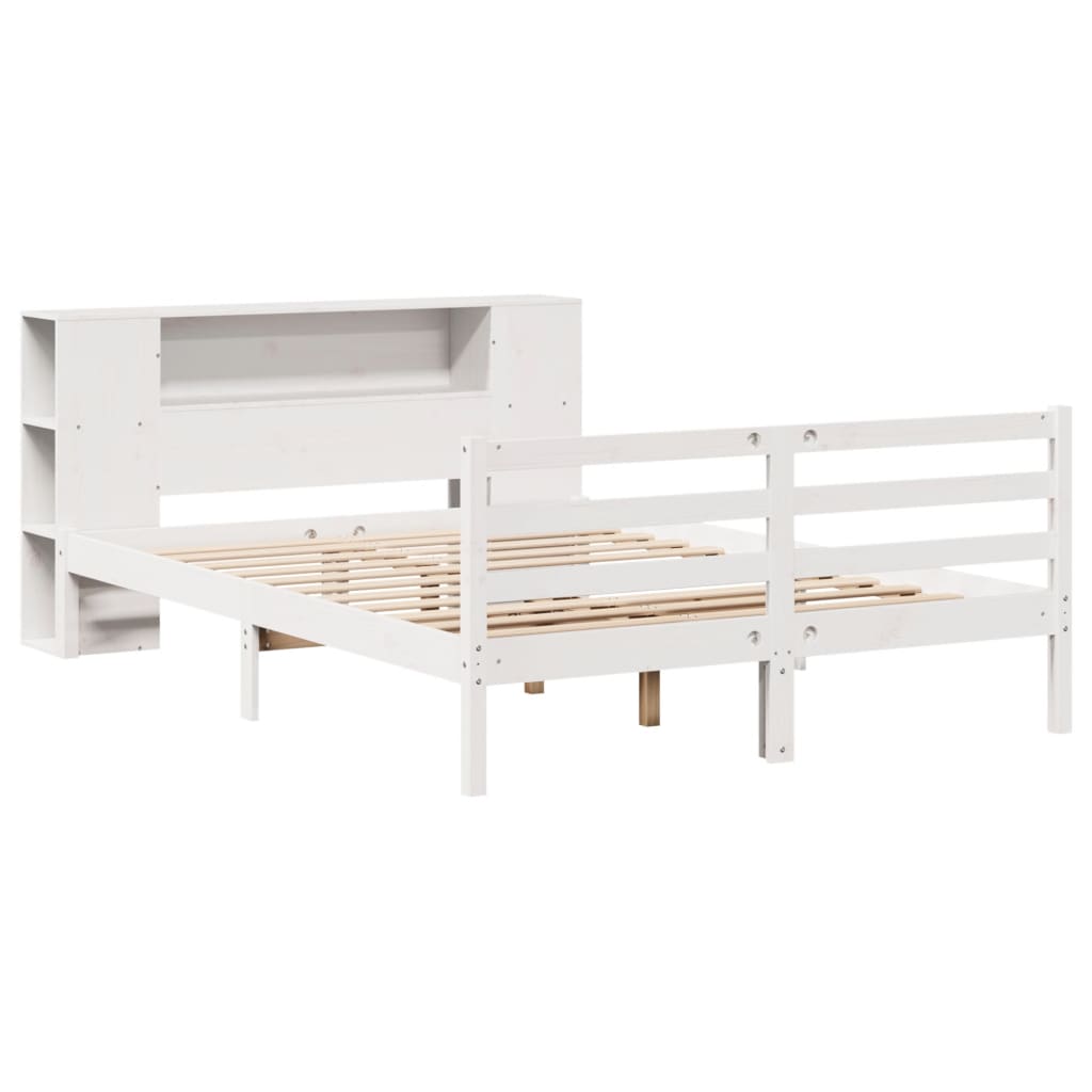 vidaXL Bookcase Bed without Mattress White 160x200 cm Solid Wood Pine 3
