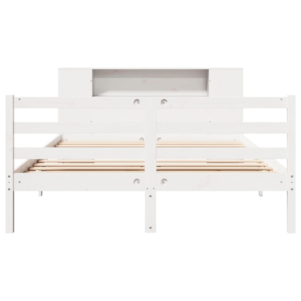 vidaXL Bookcase Bed without Mattress White 160x200 cm Solid Wood Pine 4