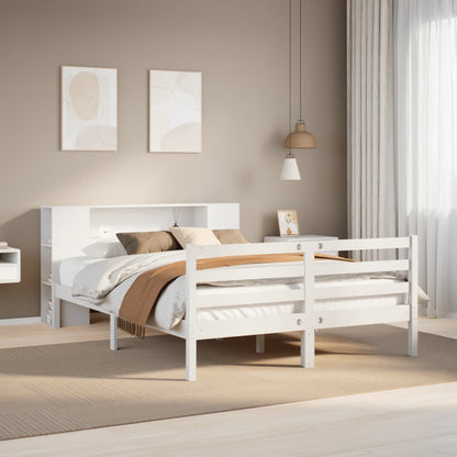 vidaXL Bookcase Bed without Mattress White 160x200 cm Solid Wood Pine 1