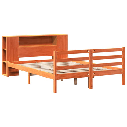 vidaXL Bookcase Bed without Mattress Wax Brown 140x190 cm Solid Wood Pine 3