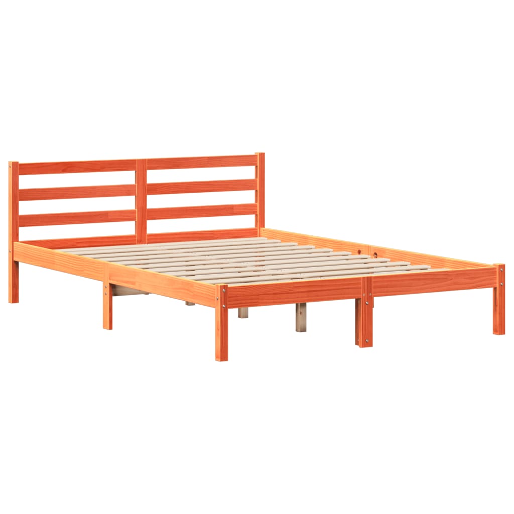 vidaXL Bookcase Bed without Mattress Wax Brown 140x190 cm Solid Wood Pine 5