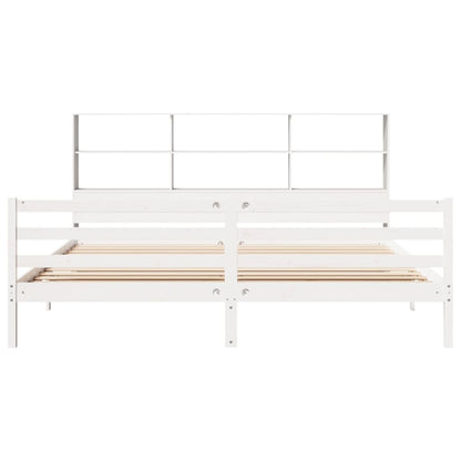 vidaXL Bookcase Bed without Mattress White 180x200 cm Super King Solid Wood Pine 4