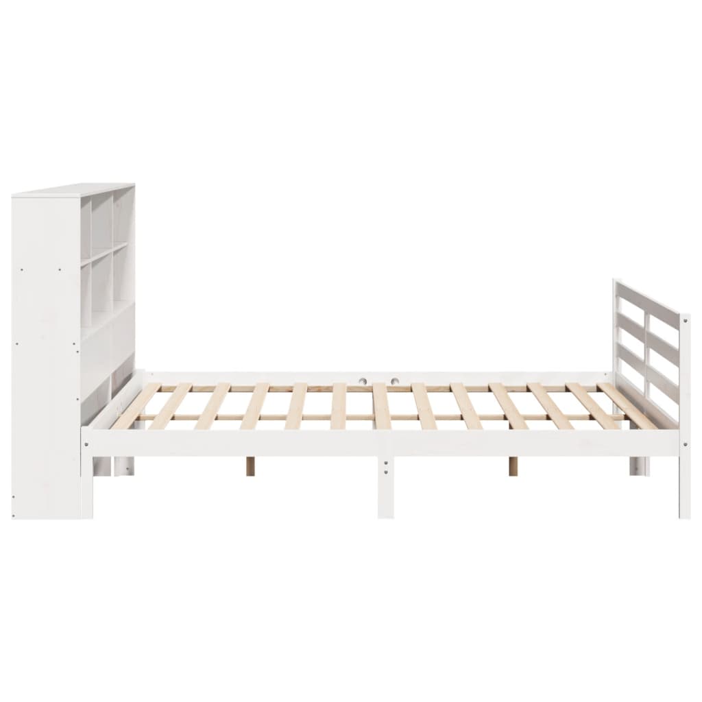 vidaXL Bookcase Bed without Mattress White 180x200 cm Super King Solid Wood Pine 5