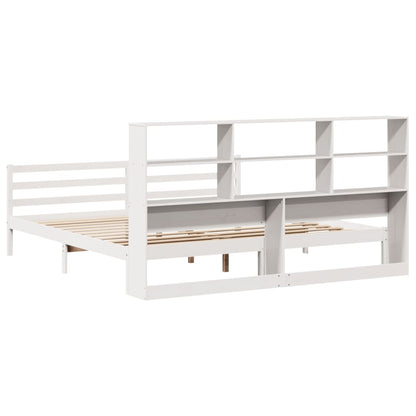 vidaXL Bookcase Bed without Mattress White 180x200 cm Super King Solid Wood Pine 6