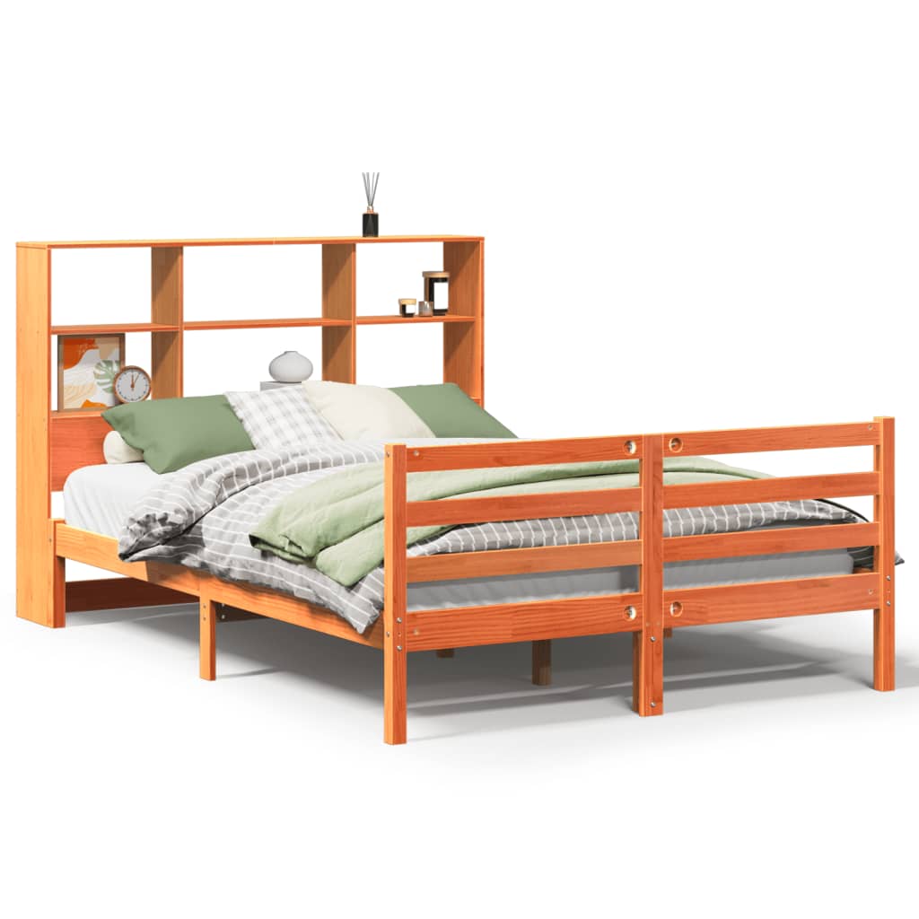 vidaXL Bookcase Bed without Mattress Wax Brown 140x200 cm Solid Wood 2