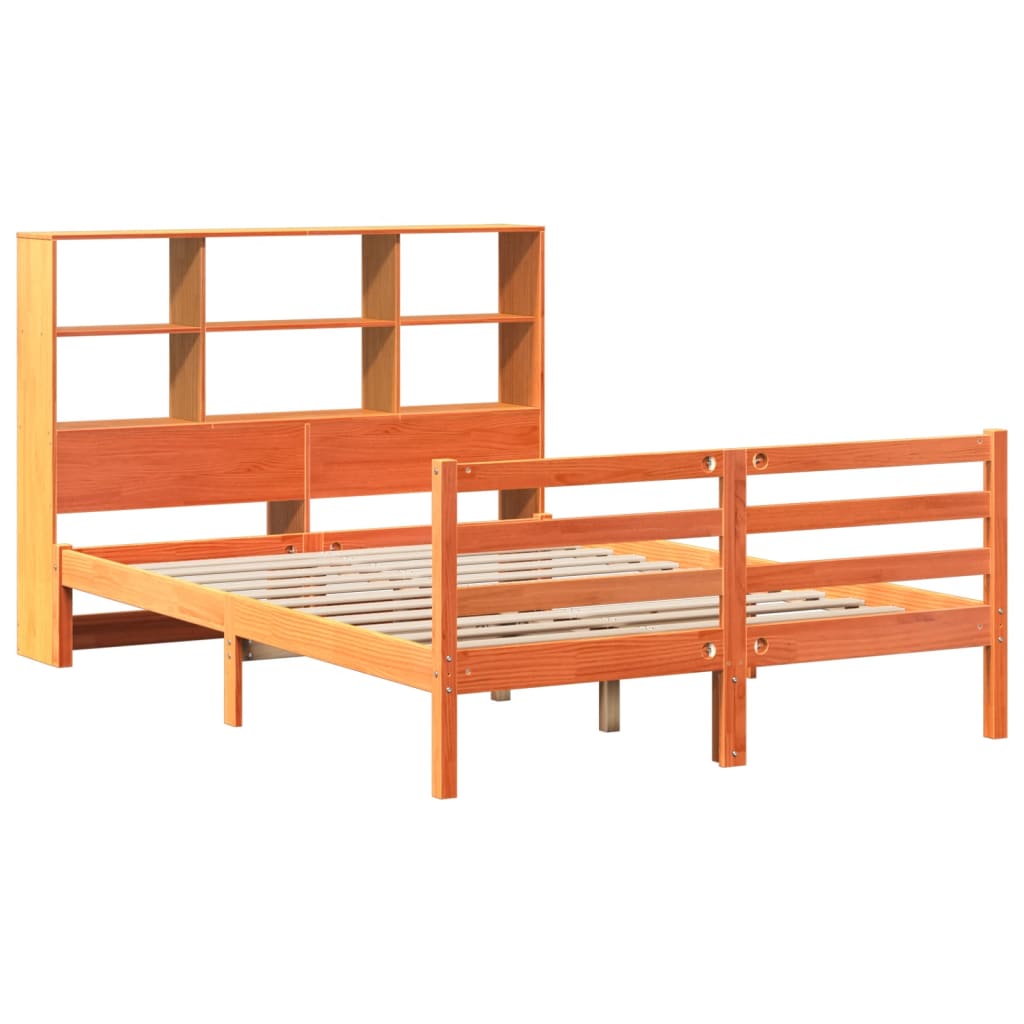 vidaXL Bookcase Bed without Mattress Wax Brown 140x200 cm Solid Wood 3