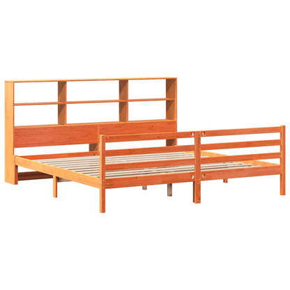 vidaXL Bookcase Bed without Mattress Wax Brown 180x200 cm Super King Solid Wood 3